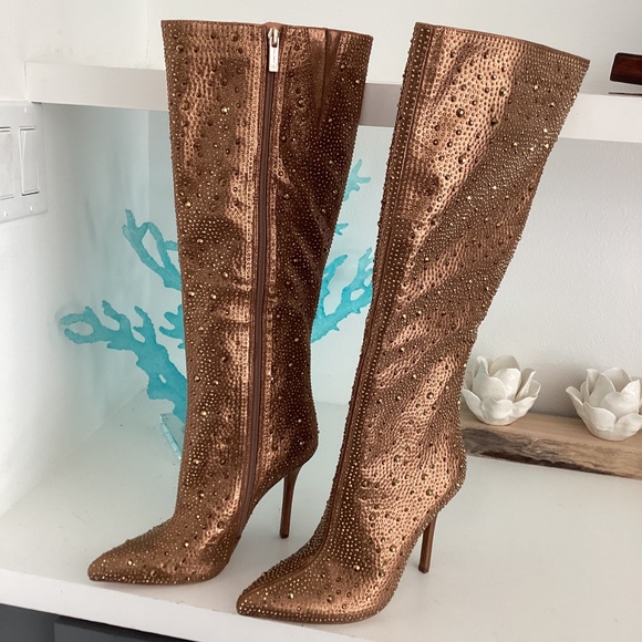 NEW Jessica Simpson Laurel Knee High Heel Boot Rhinestone Embellished 7.5M - Picture 3 of 12